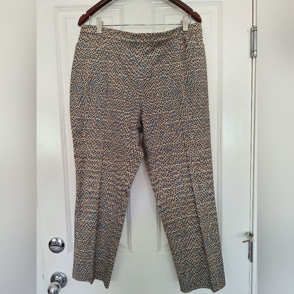 A-K-R-I-S Punto Stylish Tan and Blue  Ankle Pants Size  14 - Picture 1 of 8